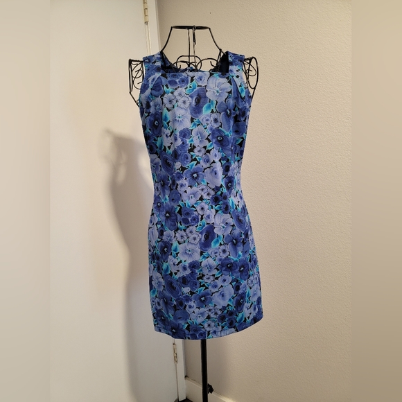 Vintage 1990s Byer Too Blue Floral Dress Size small Re - Picture 2 of 10